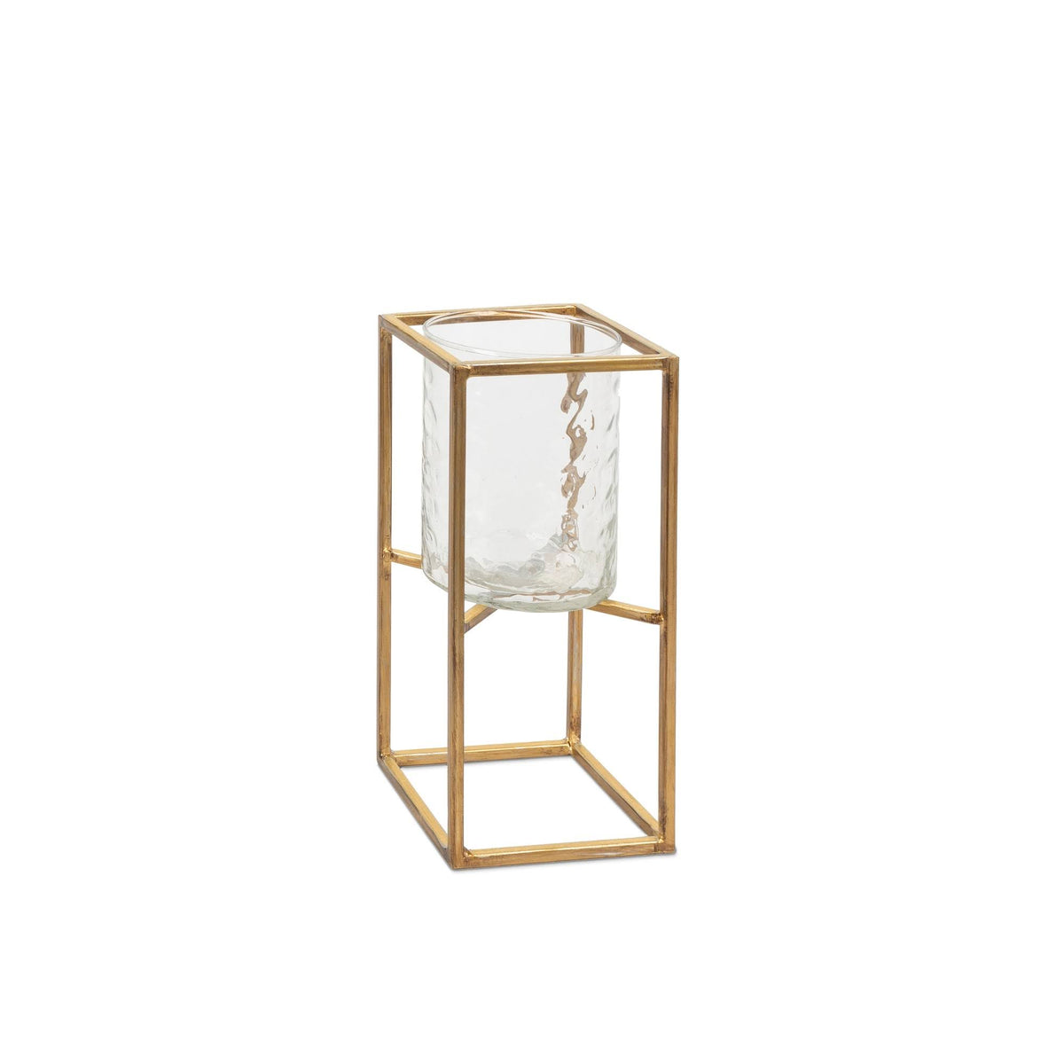Textured Glass and Gold Metal Candle Holder Set of 3 J368163