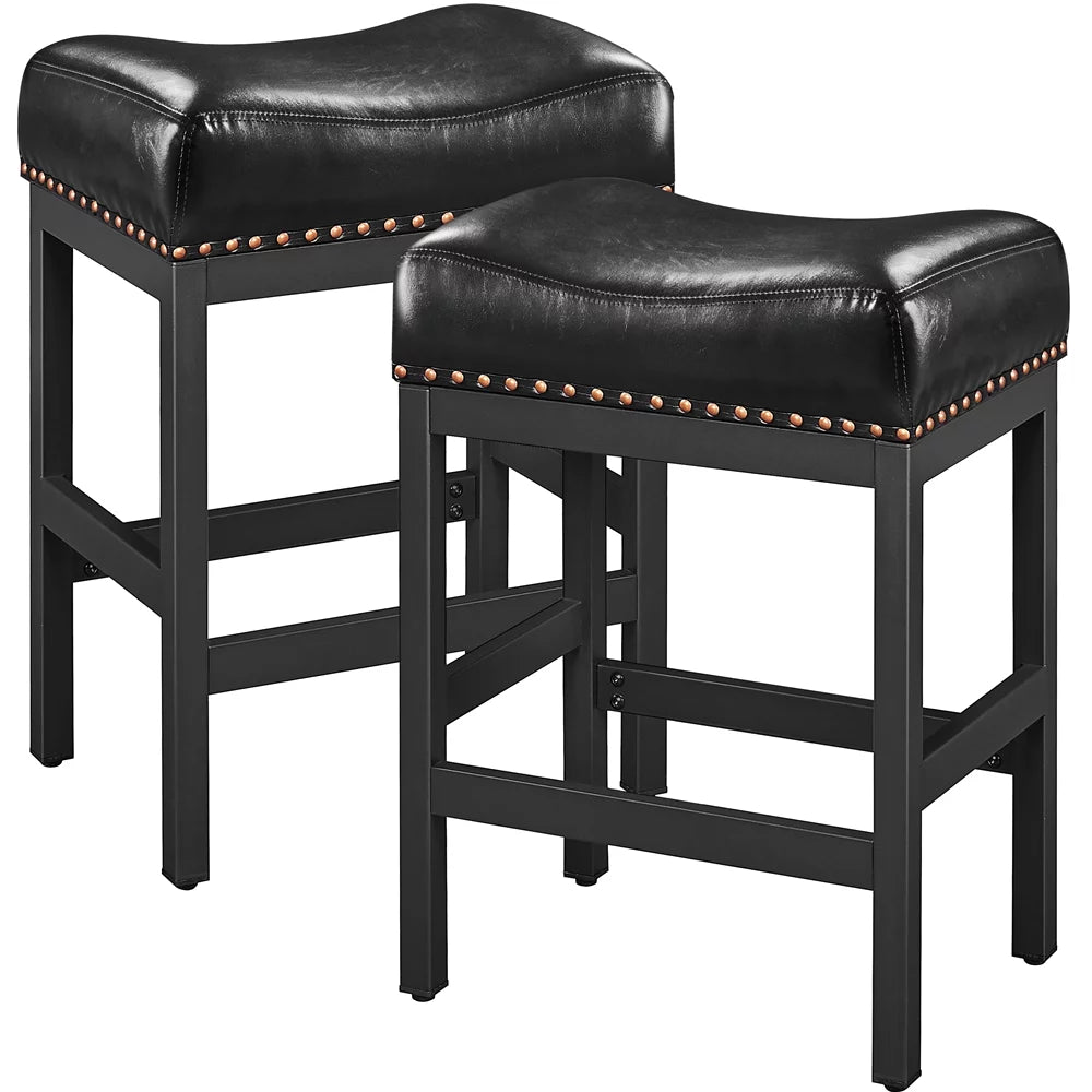 Set of 2 Black Faux Leather Bar Stools Y2674