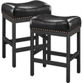 Set of 2 Black Faux Leather Bar Stools Y2674