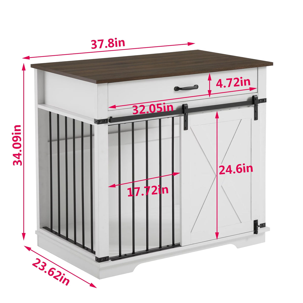 White Wooden Dog Crate with Sliding Barn Door X90263