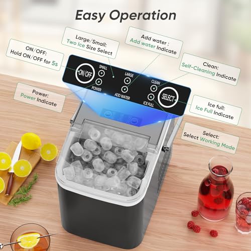 Portable Self-Cleaning Countertop Ice Maker 26.5Lbs/24H Black D5659