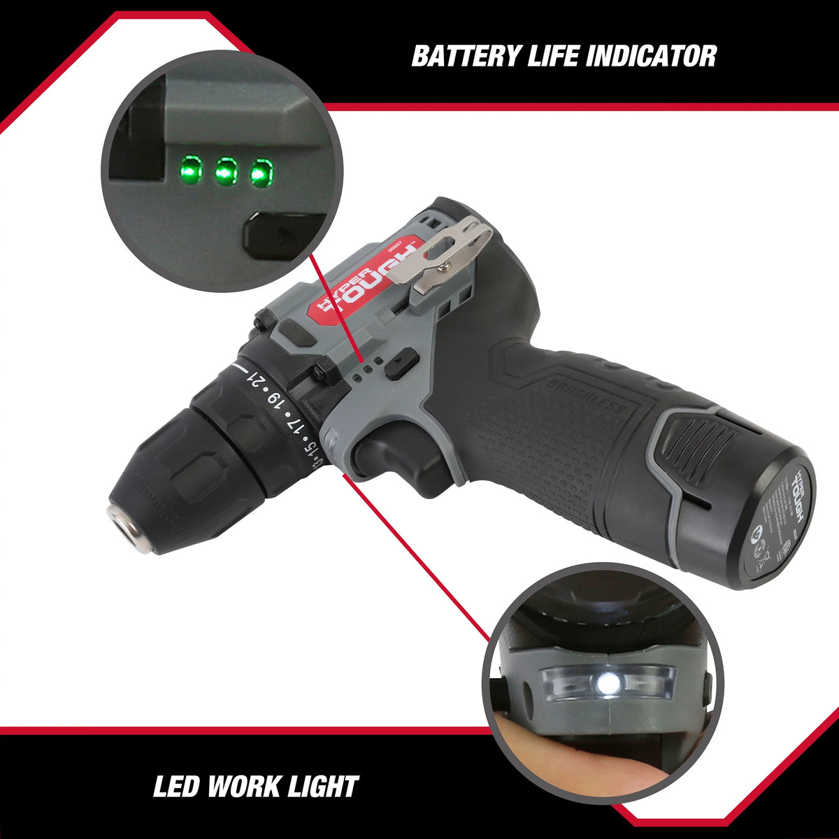 12V Max Lithium-Ion Brushless 3/8-Inch Drill Driver with Battery & Charger C623017