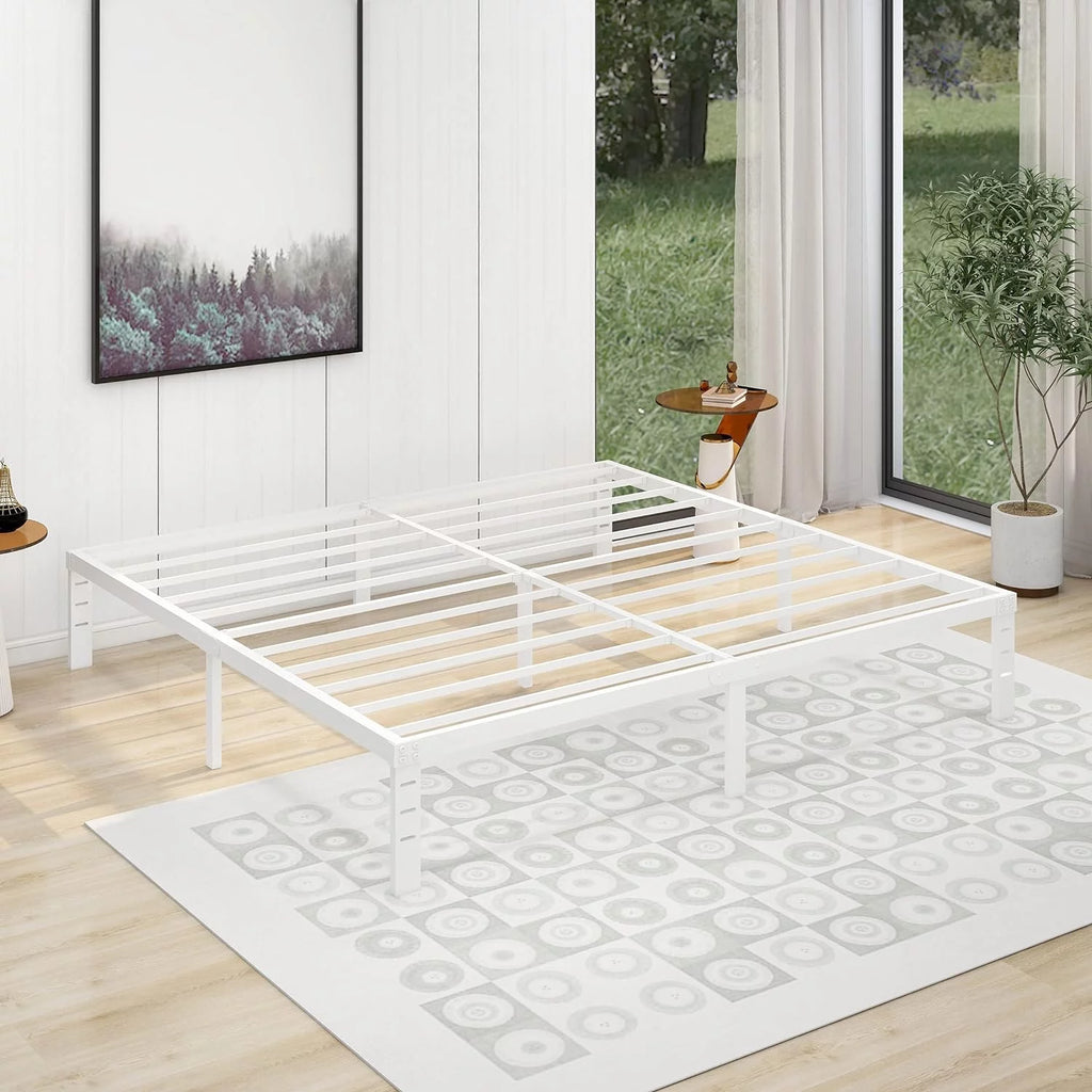 14 inch Metal Platform King Bed Frame with Steel Slat Support E4246