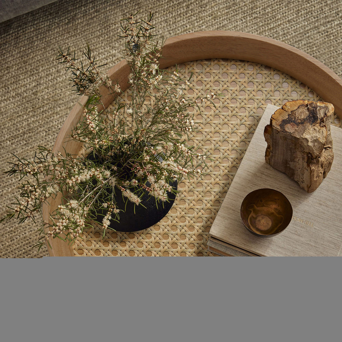 14.2" Round Rattan End Side Table W326613