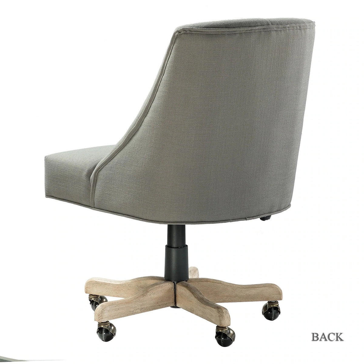 Gray Tufted Back Linen Style Rolling Office Chair L746384