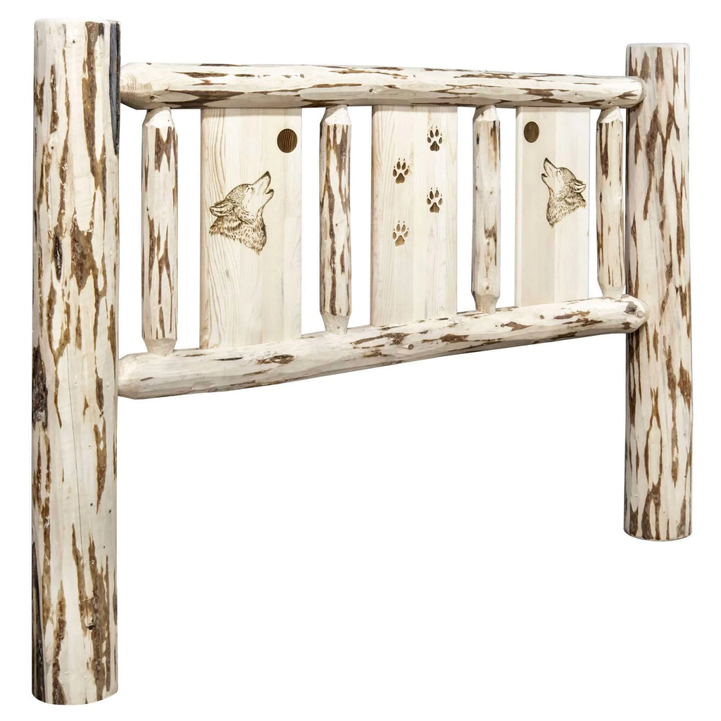 Twin Headboard with Laser Engraved Wolf Design P415