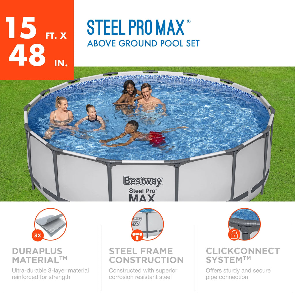 15' x 42 Round Above Ground Swimming Pool Set E73331
