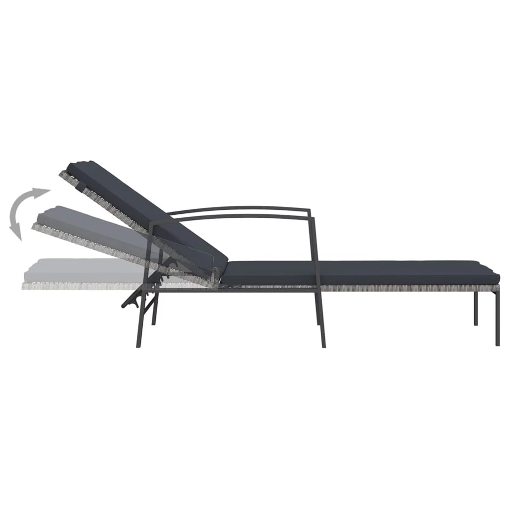 2 pcs Poly Rattan Sun Loungers with Table T69067