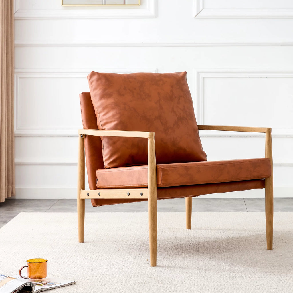 PU Leather Accent Arm Chair with Metal Frame E38444