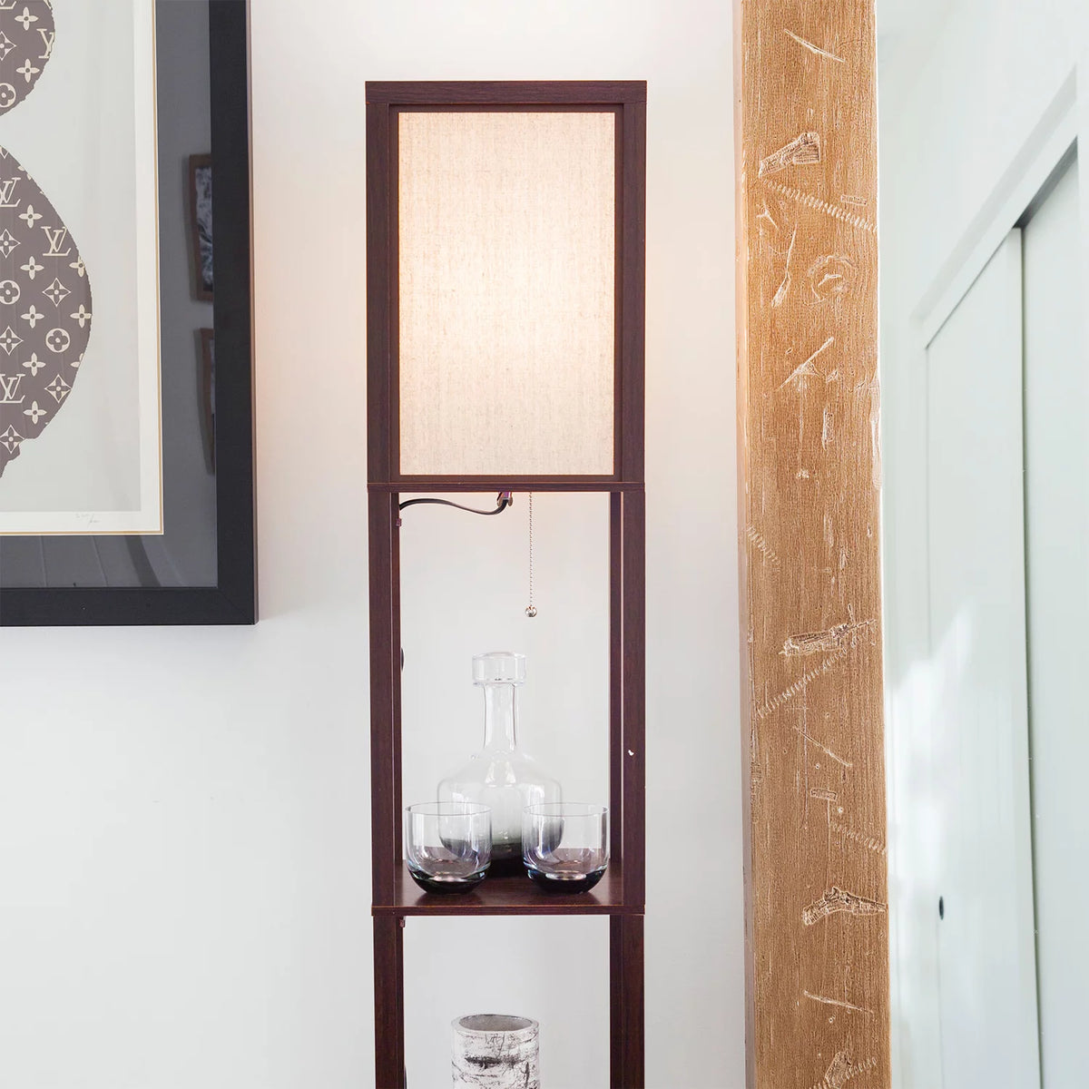 Standing Tower Floor Lamp with Shelves G50081
