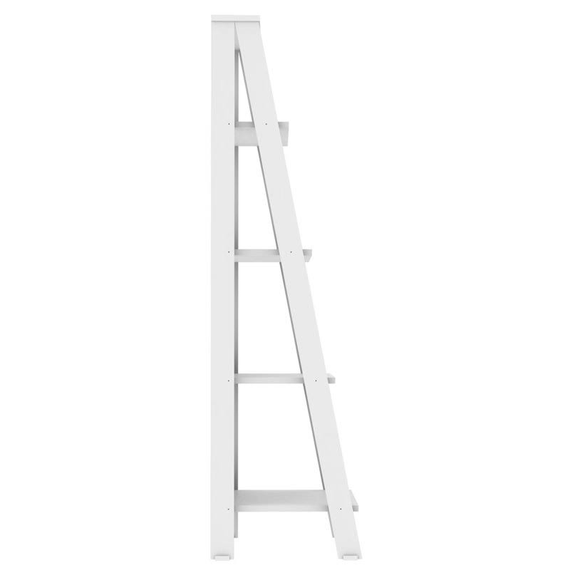 4-Shelf Wood Ladder Bookcase in White B9248