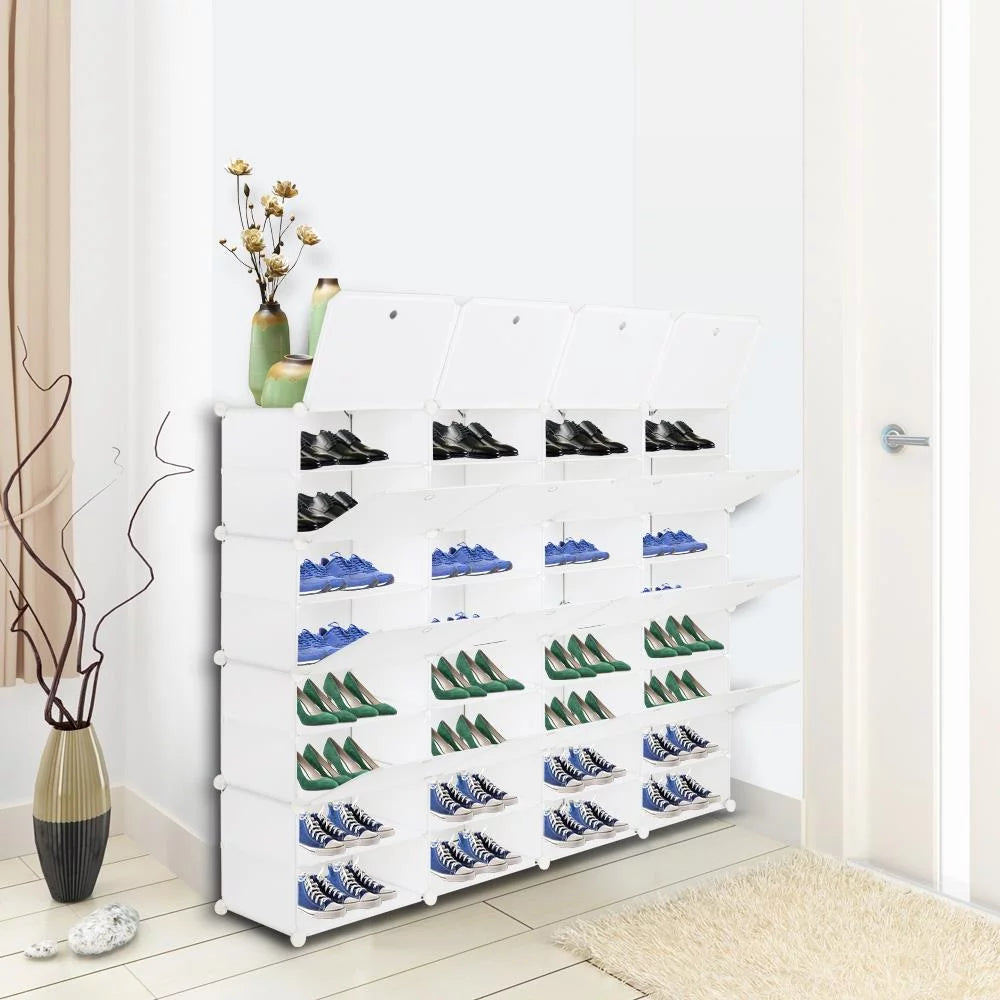 32-Cube 64-Pair 8-Tier White Shoe Storage Cabinet J882719