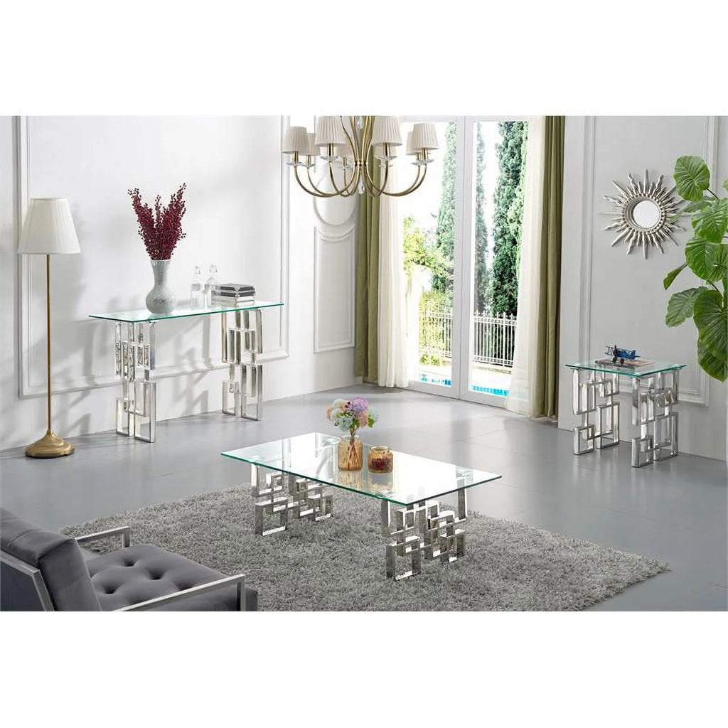 Glass Top Console Table with Chrome Base G639565