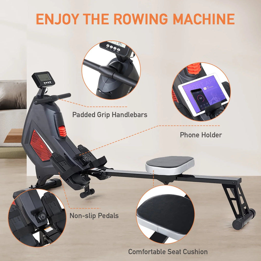 Folding Magnetic Air Rowing Machine 250lbs Max Weight R401