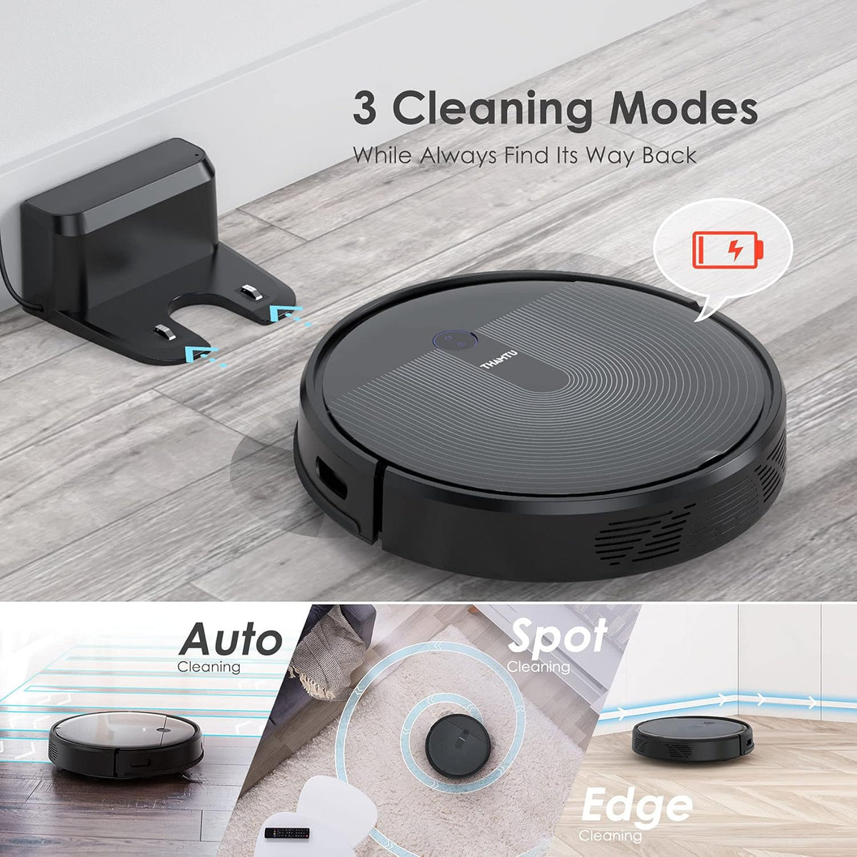 Robot Vacuum Cleaner, 150Min Runtime, 2500Pa Suction G9574
