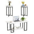 Faux Marble Coffee Table Set of 3 with Metal Frame T530