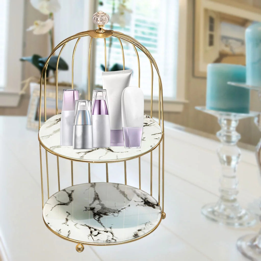 2 Tier Iron Wire Cosmetic Makeup Organizer H44216