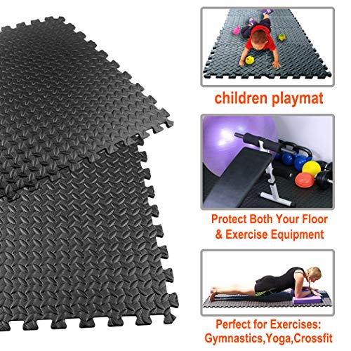 20 Pcs Black Interlocking EVA Foam Exercise Mats I3605