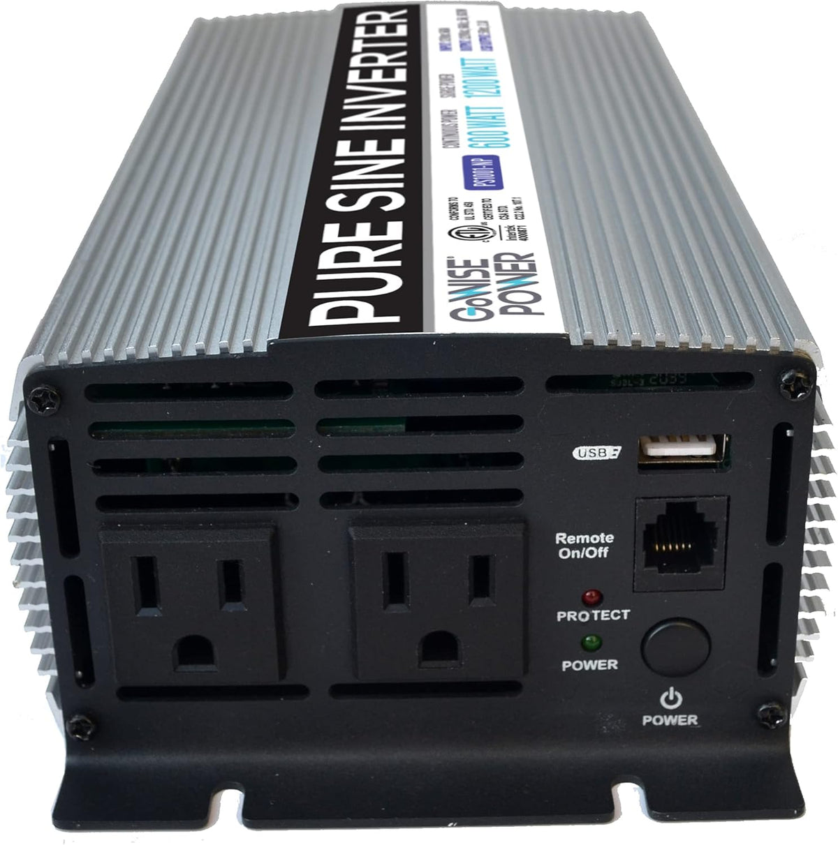 600W Pure Sine Wave Inverter 12V DC to 120V AC with 2 AC Outlets O33952