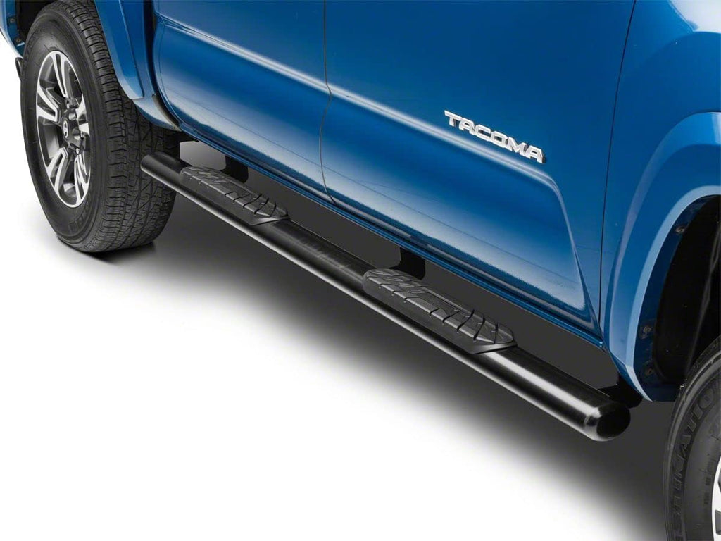 Black 4-Inch Oval Straight End Side Step Bars T8700