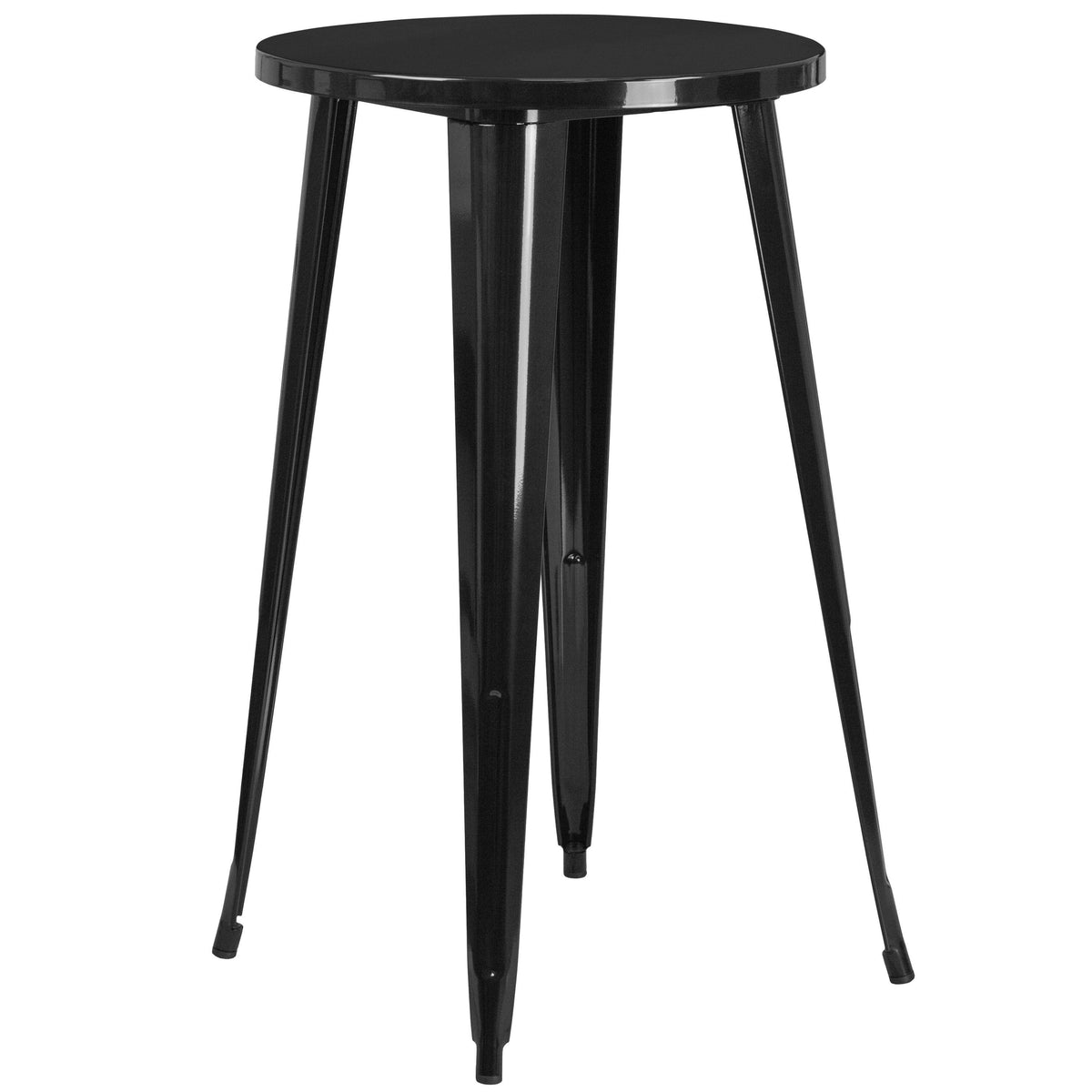 24-Inch Round Metal Indoor-Outdoor Bar Table Set with 4 Backless Barstools, Black G237