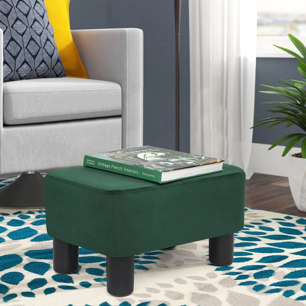 Small Green Fabric Ottoman Footstool V365