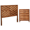 2-Piece Set with Full Headboard & 5 Drawer Chest in Toffee E865454