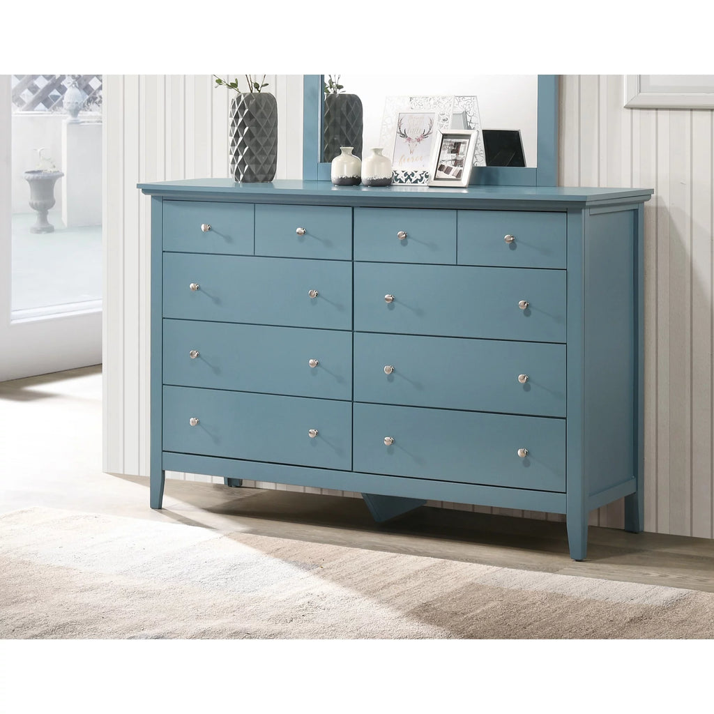 Teal 10-Drawer Double Dresser Y605