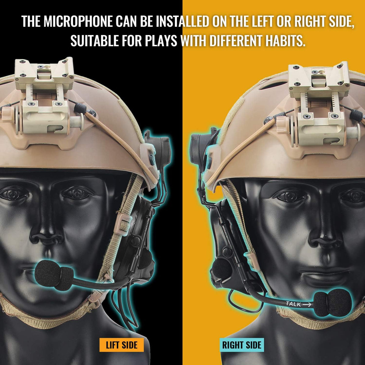 Tactical Headset with Rotatable Adapter and Push-to-Talk I461285