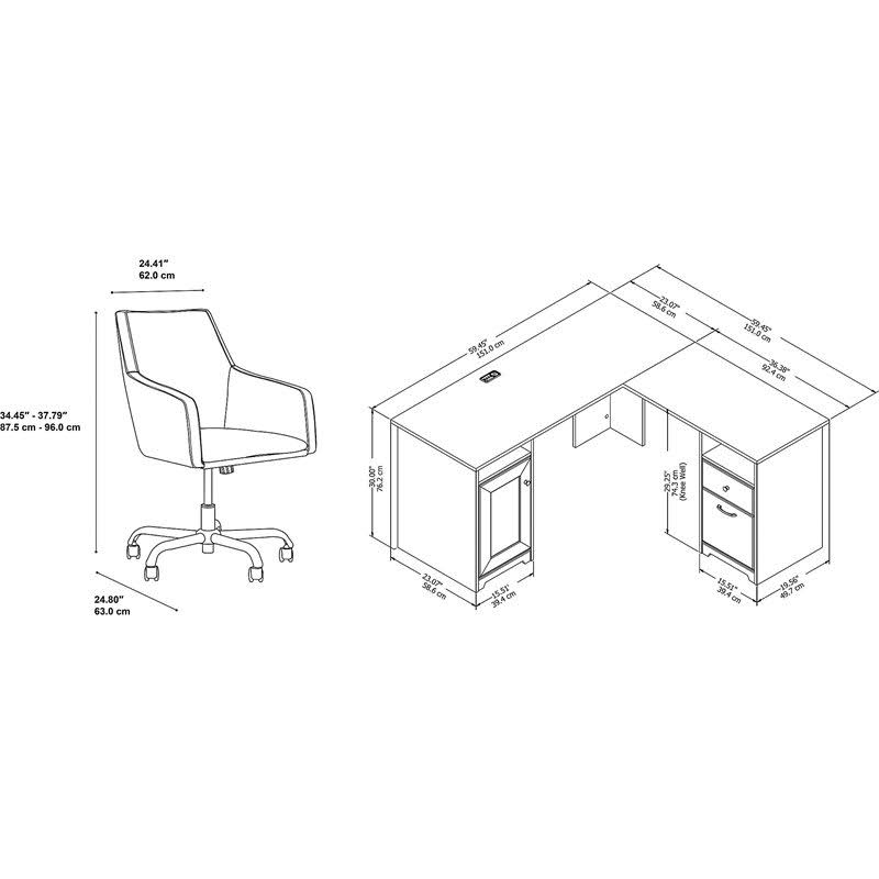 White L Shaped Desk & Chair Set G255211
