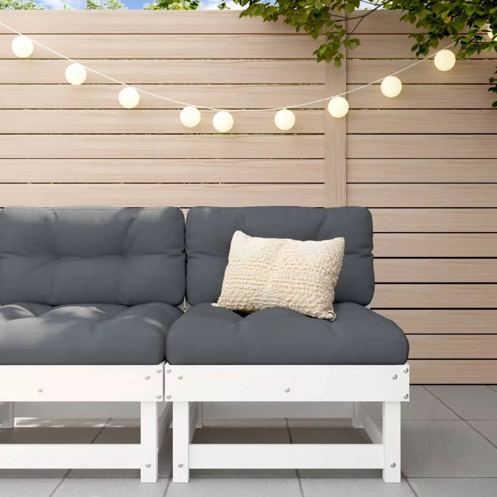 White Solid Wood Pine Middle Sofa with Cushions U335041