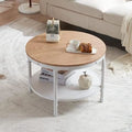 31.5" Natural White Round 2-Tier Wood Coffee Table P58322