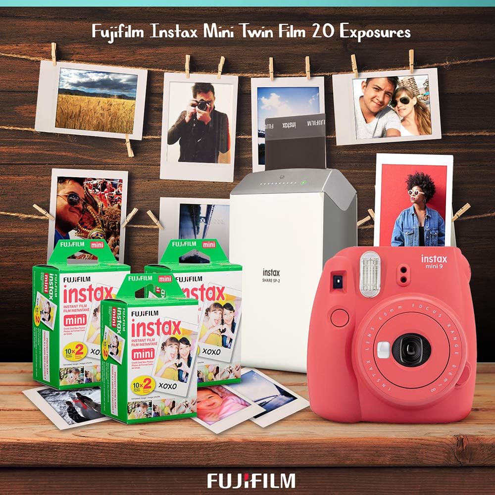 Sky Blue Instant Film Camera with 40 Exposures Film, Case, Strap F7677