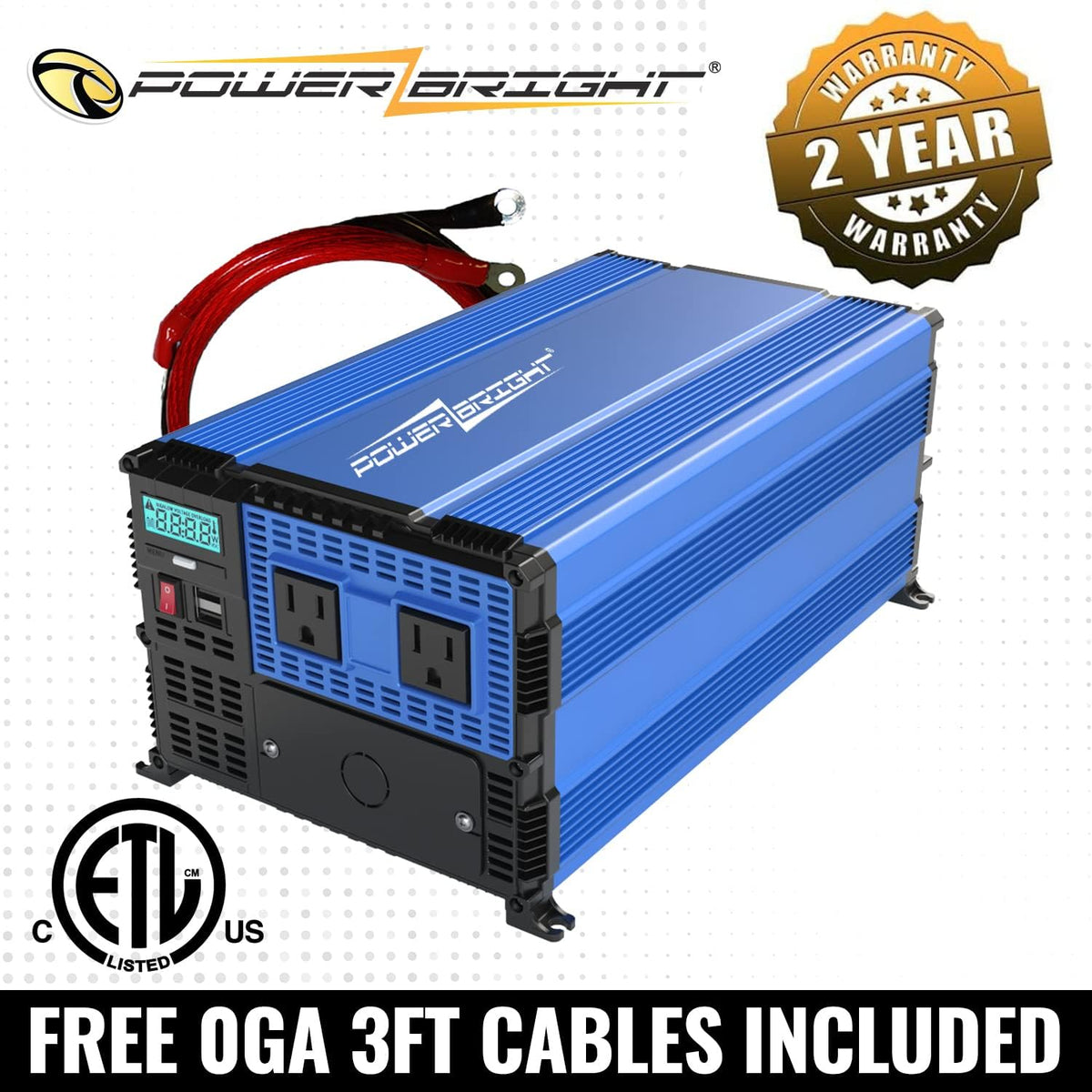 2000 Watt 12V Power Inverter with Dual USB & AC Outlets T92825