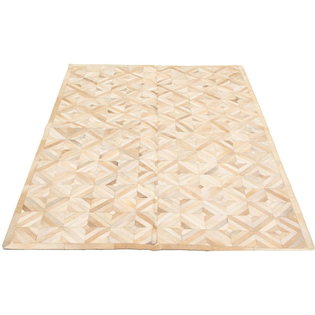 Handmade Cowhide Patchwork Beige Ivory Leather J232989