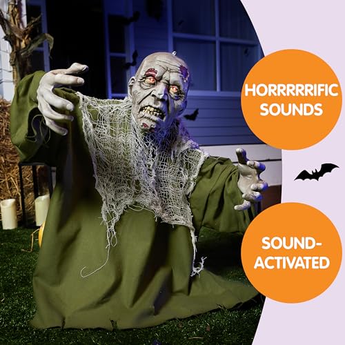 Animated Zombie Groundbreaker Halloween Decoration with Movable Arms K891504