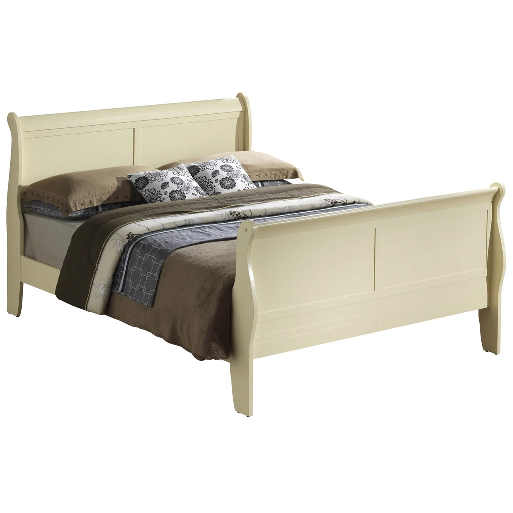 Beige Full Size Sleigh Bed T7830