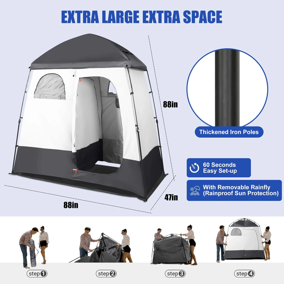 Camping Shower Tent Portable Outdoor Privacy Shelter 2 Rooms P458