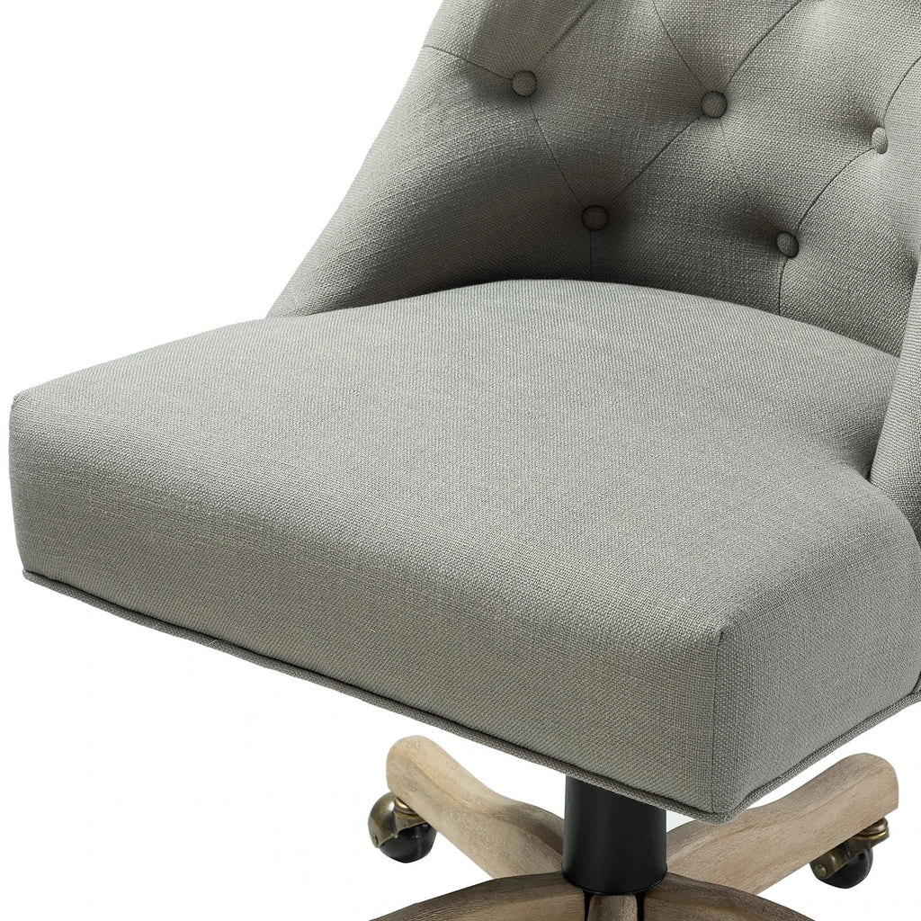 Gray Tufted Back Linen Style Rolling Office Chair L746384