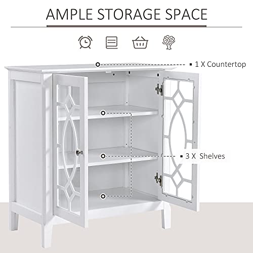 White Glass Door Sideboard Buffet Cabinet with Adjustable Shelves J631