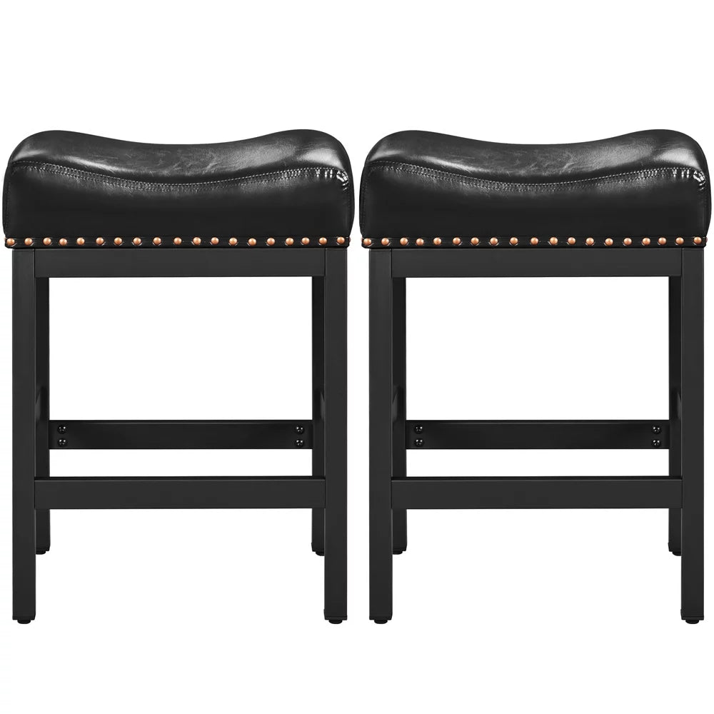 Set of 2 Black Faux Leather Bar Stools Y2674
