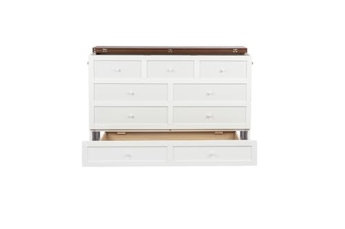 Queen Size White Wood Murphy Bed with Storage Drawer J783334
