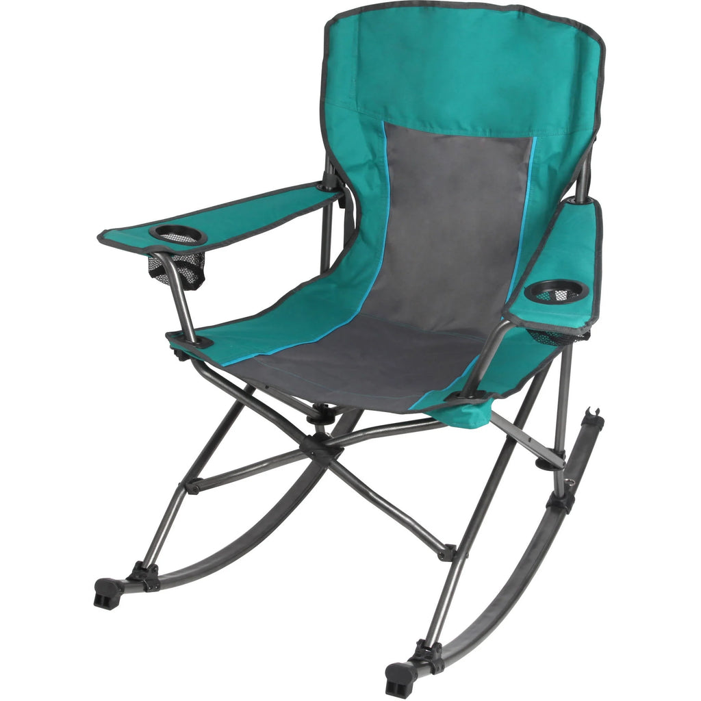 Foldable Camping Rocking Chair, Green, 300 lbs Capacity R50789