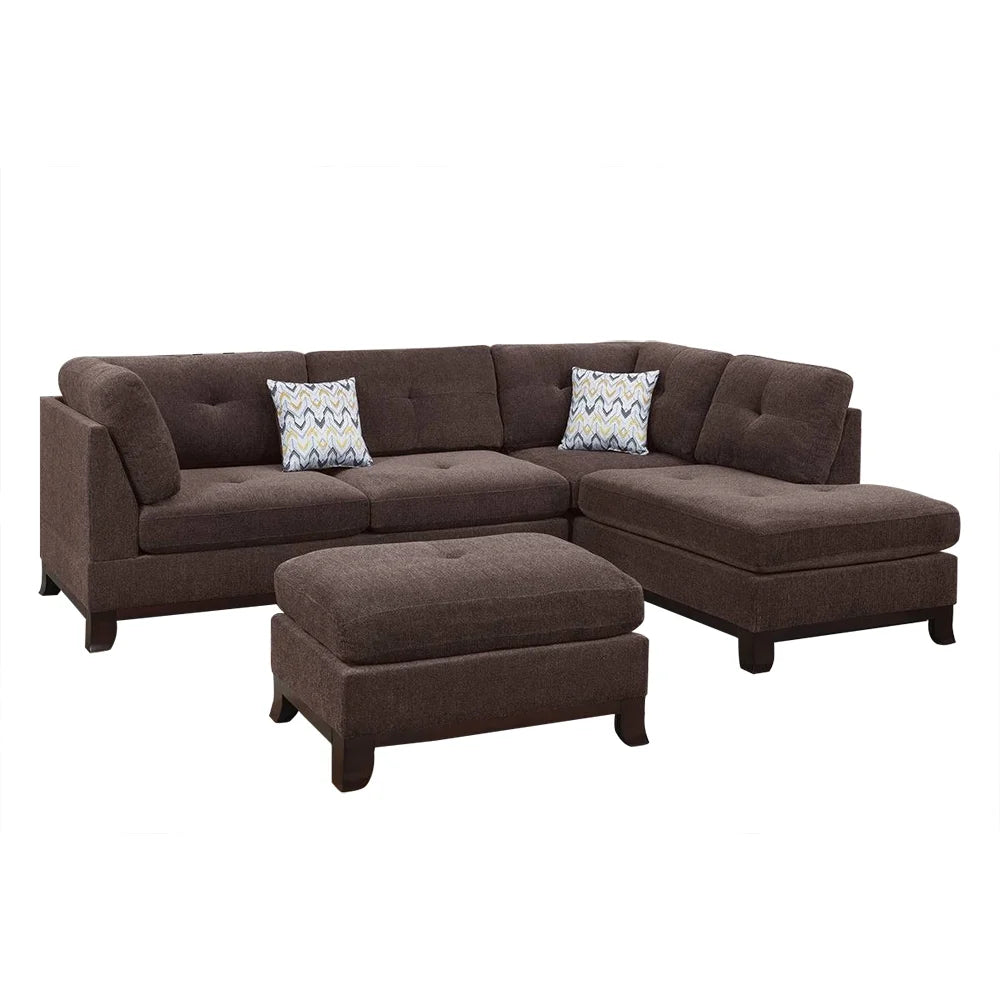 Chenille Reversible Sectional Sofa with Ottoman J596391