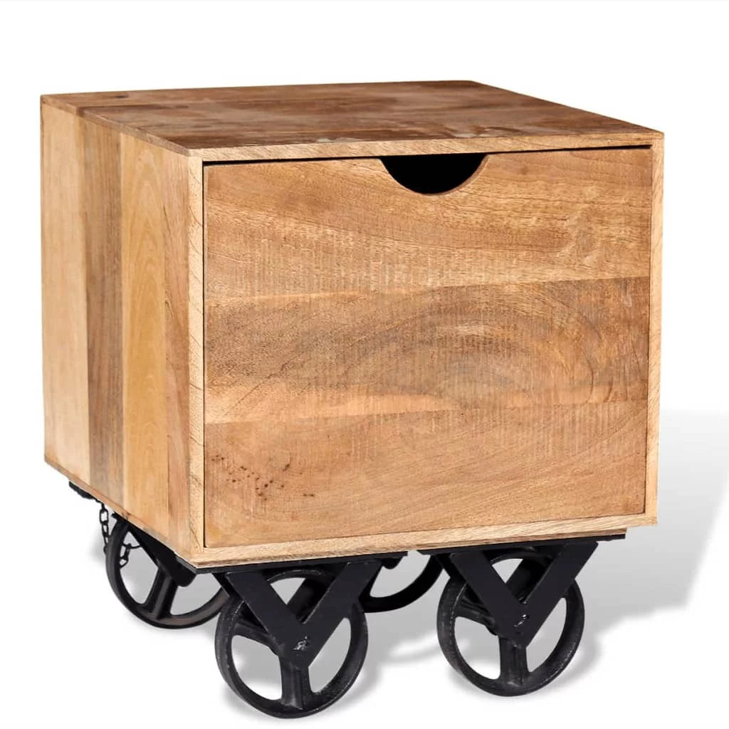 Mango Wood Side Table with Drawer H333