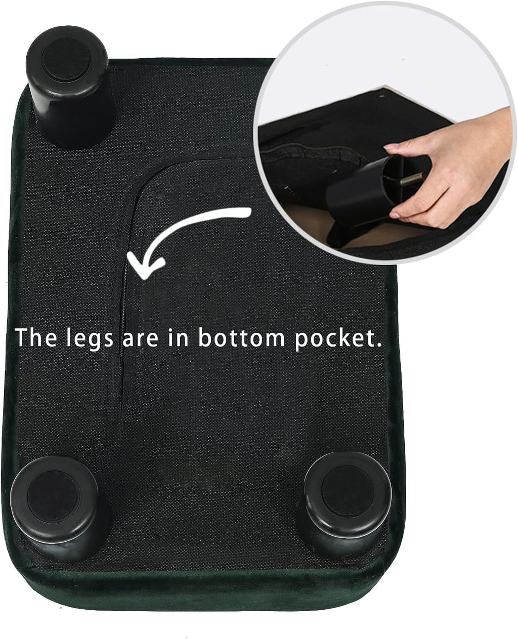 Small Green Fabric Ottoman Footstool V365