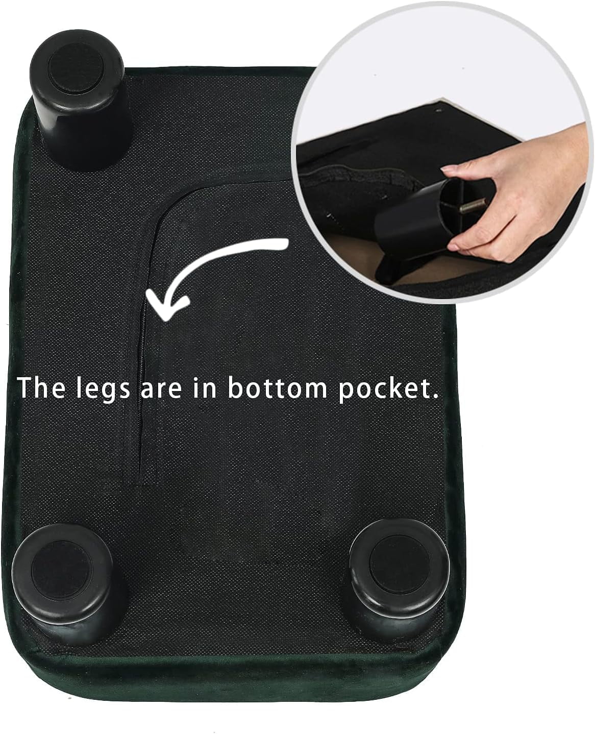 Small Green Fabric Ottoman Footstool V365