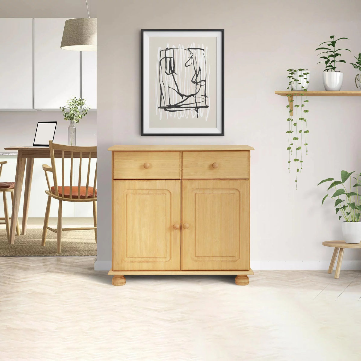 Stained Brown Sideboard with 1 Drawer and 1 Cabinet X9570