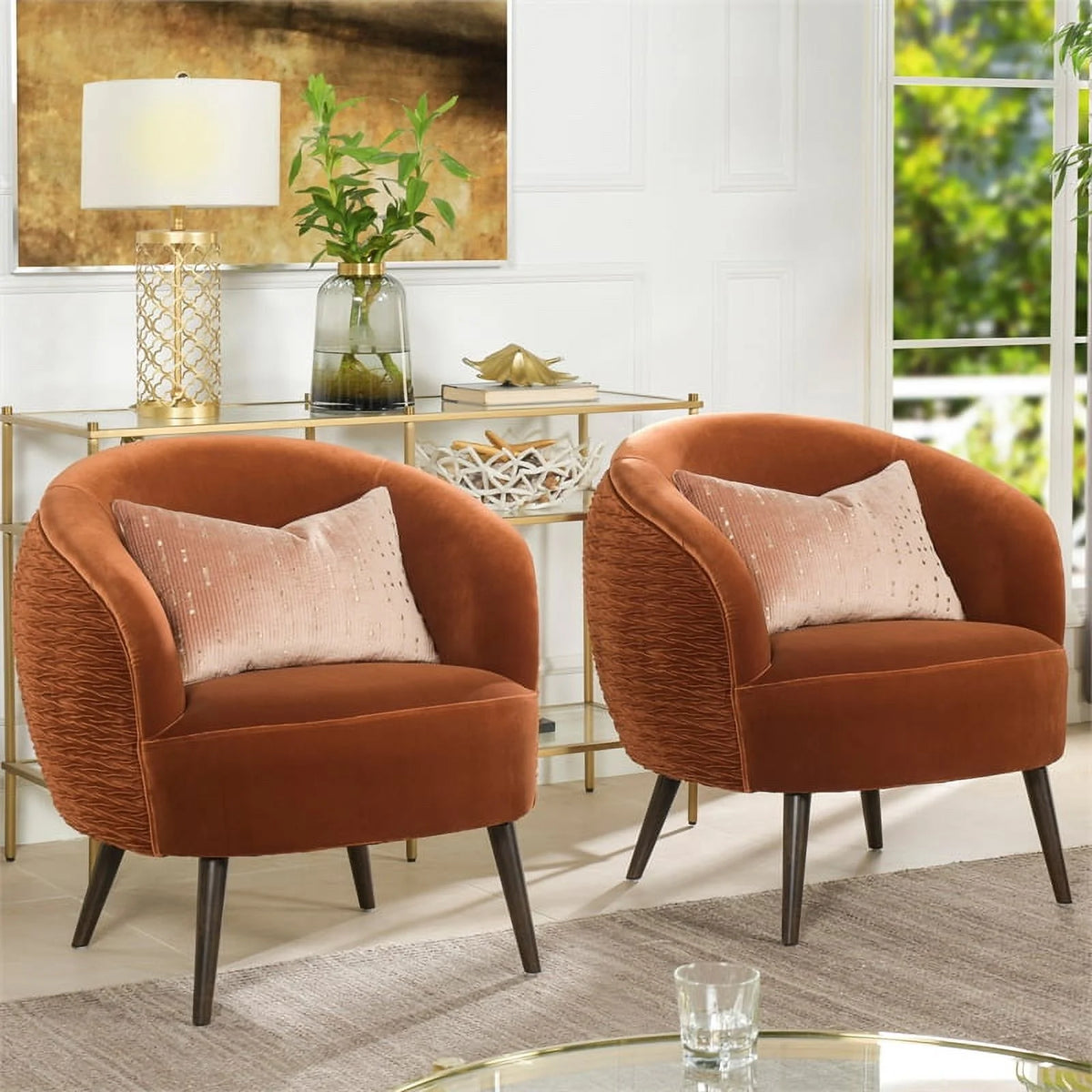 Burnt Orange Barrel Chair Y427