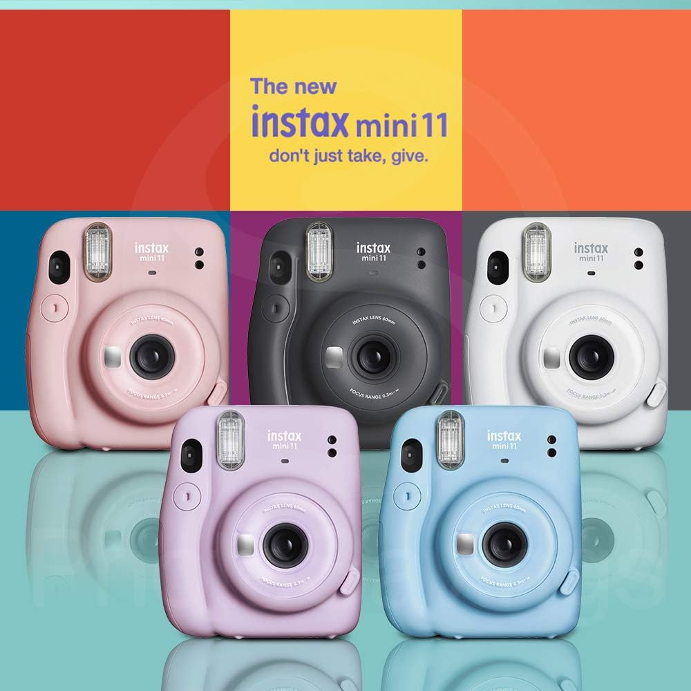 Sky Blue Instant Film Camera with 40 Exposures Film, Case, Strap F7677